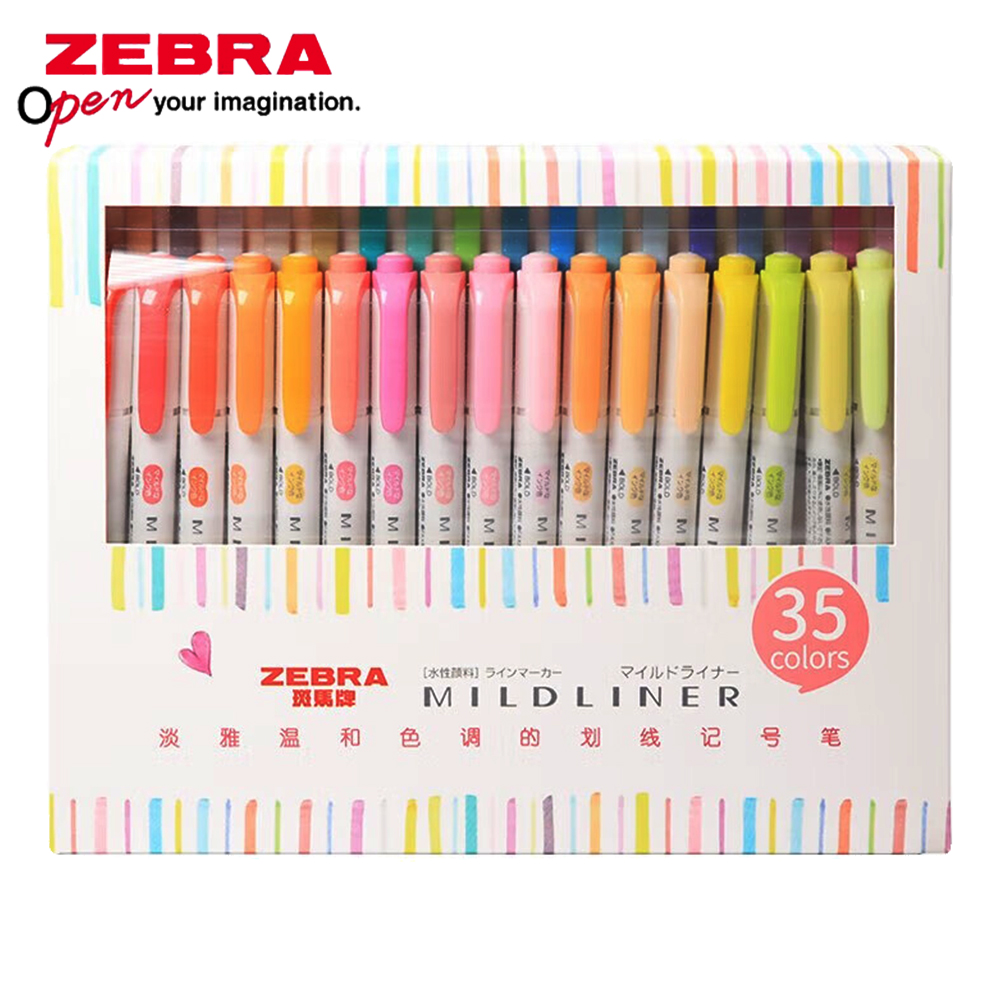 Pastel Highlighter Set Double Ended - 35-цветный набор ZEBRA Mildliner Highlander, мягкая