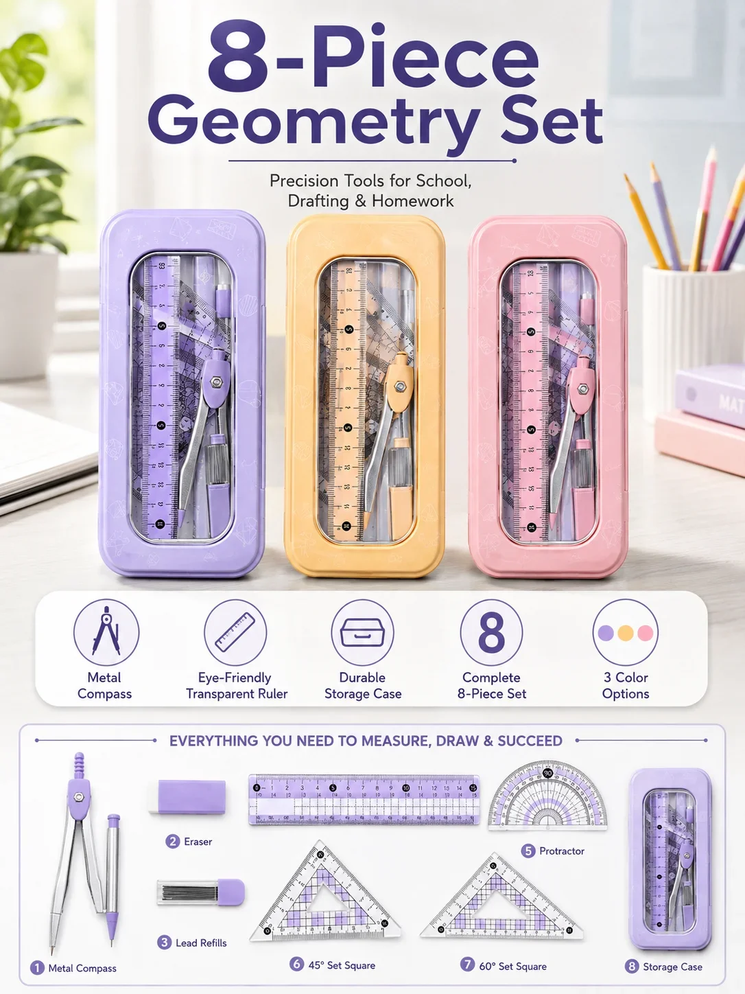 Набор для черчения и геометрии – обзор и цена Math Geometry Set With Compass
