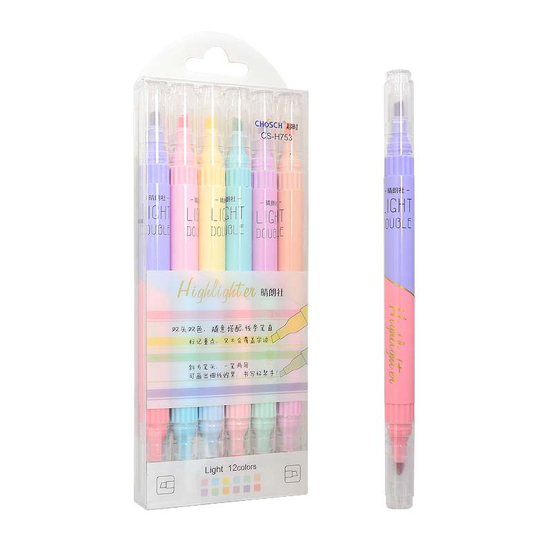 6 шт. двойной наконечник, хайл – обзор и цена Pastel Highlighter Set Double Ended